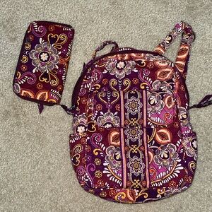 Vera Bradley backpack purse and wallet